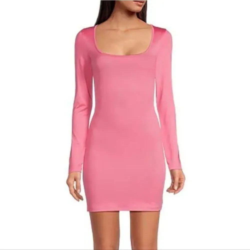 Gianni Bini Mini Icon Knit Scoop Neck Long Sleeve Dress In Pink Sangria Bodycon